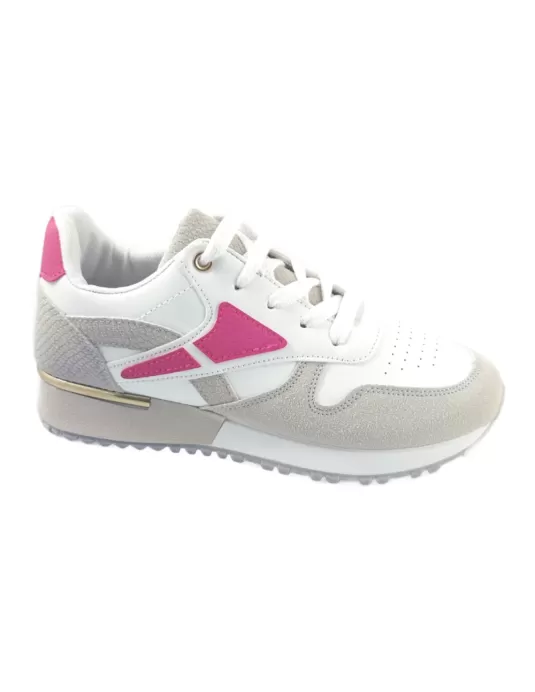 Deportiva para mujer en color blanco/fucsia-- Timbos Zapatos