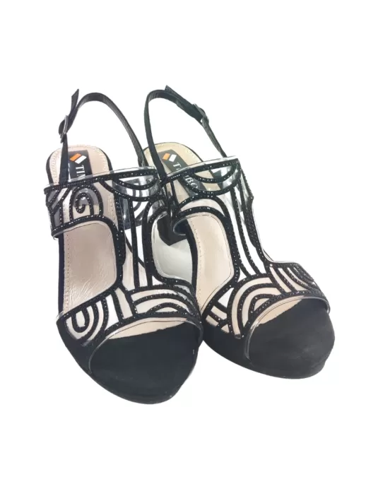 sandalia tacón fino fiesta de mujer color negro - Timbos zapatos