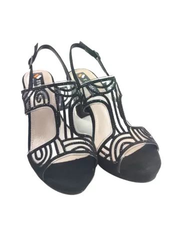 sandalia tacón fino fiesta de mujer color negro - Timbos zapatos