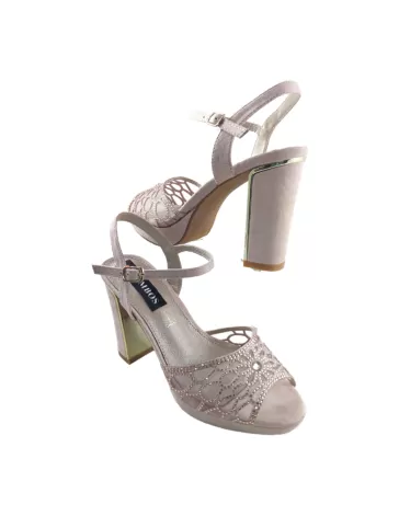 Sandalia tacon fiesta mujer color nude - Timbos zapatos