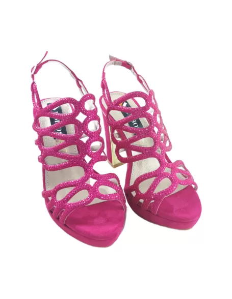 Sandalia de tacon fiesta en color buganvilla - Timbos zapatos