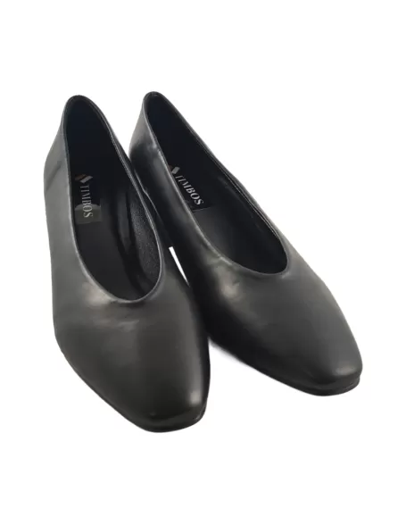 Salón negro de tacón ancho cómodo - Timbos Zapatos