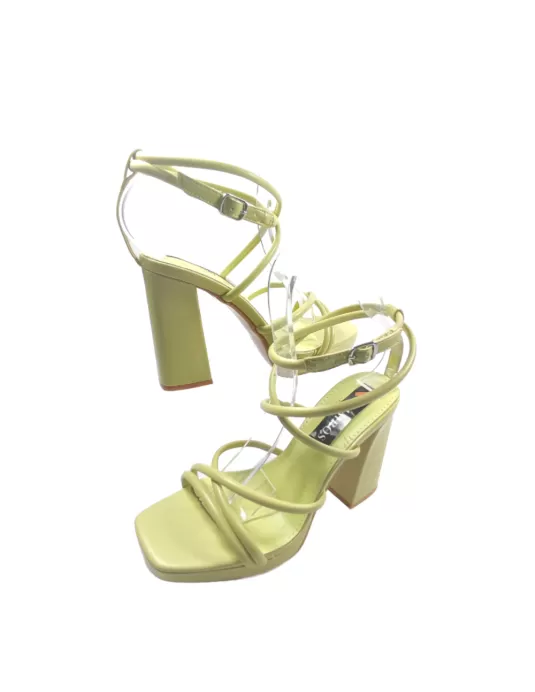 Sandalia de tacón y plataforma en color verde limón - Timbos Zapatos
