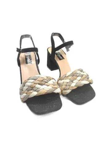 Sandalia negra de tacón ancho, vestir - Timbos Zapatos