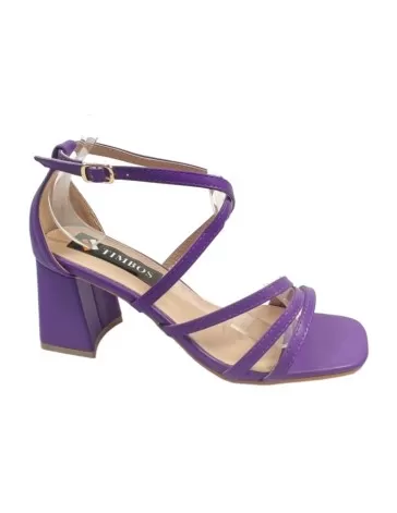 Sandalia de tacón ancho color púrpura - Timbos Zapatos