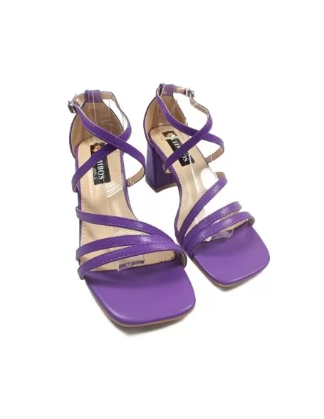 Sandalia de tacón ancho color púrpura - Timbos Zapatos