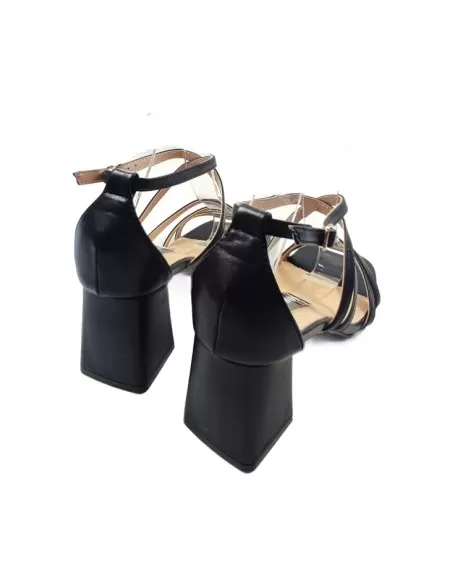 Sandalia de tacón ancho color negro - Timbos Zapatos