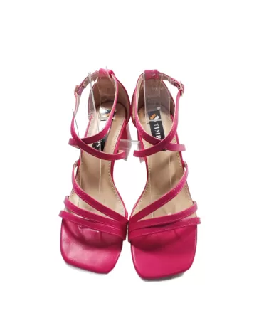 Sandalia de tacón ancho color fucsia - Timbos Zapatos
