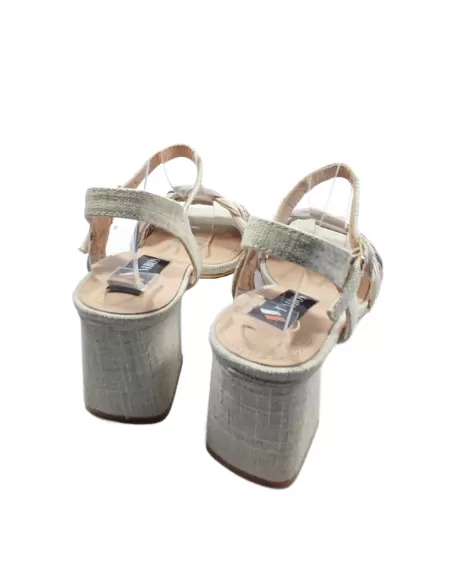 Sandalia beige de tacón ancho, vestir - Timbos Zapatos