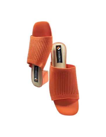 Zueco tacón en color naranja para mujer - Timbos Zapatos