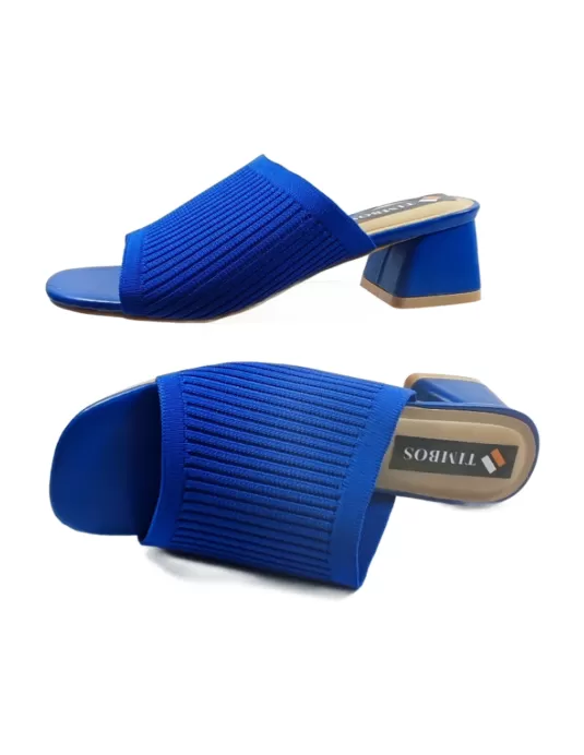 Zueco tacón en color azulón para mujer - Timbos Zapatos