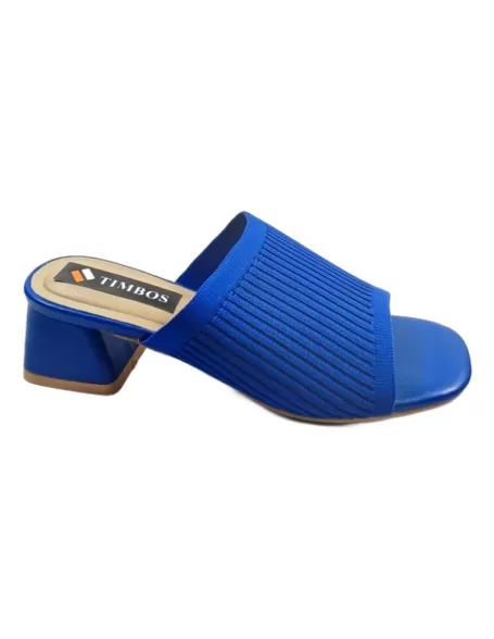 Zueco tacón en color azulón para mujer - Timbos Zapatos