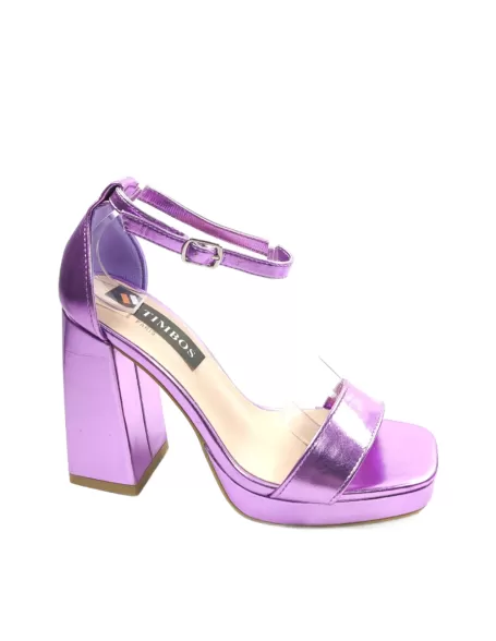 Sandalia de tacón y plataforma en color purpura - Timbos Zapatos