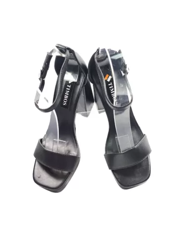 Sandalia de tacón y plataforma en color negro - Timbos Zapatos