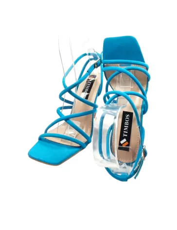 Sandalia de tacón en color Celeste - Timbos Zapatos