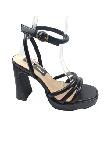 Sandalia de tacón y plataforma en color negro - Timbos Zapatos