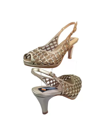 sandalia tacón fiesta de mujer en taupe- Timbos Zapatos