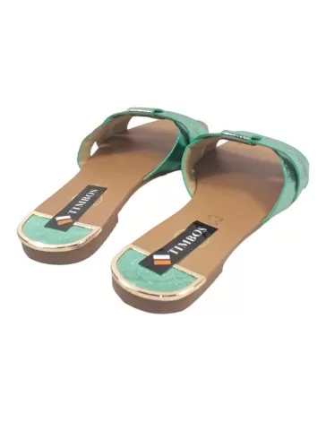 Sandalia plana mujer color verde - Timbos zapatos