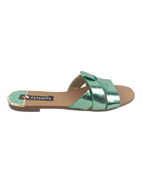Sandalia plana mujer color verde - Timbos zapatos