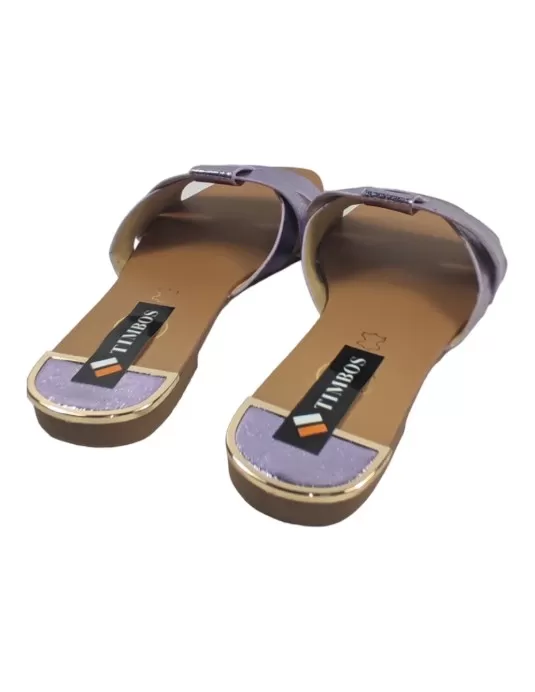 Sandalia plana mujer color purpura - Timbos zapatos