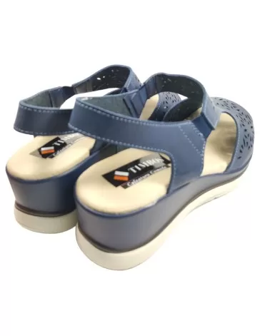 sandalia cuña comoda en color marino - Timbos zapatos