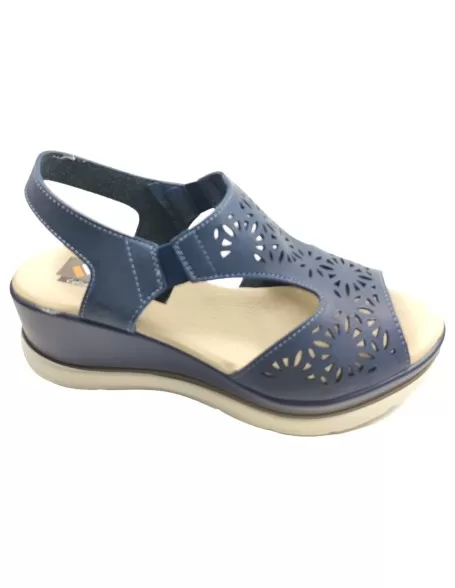 sandalia cuña comoda en color marino - Timbos zapatos
