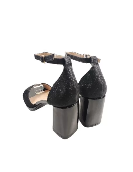 Sandalia de tacón fiesta color negro - Timbos zapatos