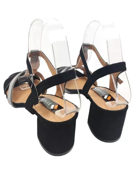 Sandalia de tacón color negro - Timbos zapatos
