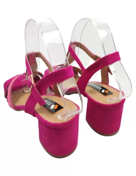 Sandalia de tacón color fucsia - Timbos zapatos