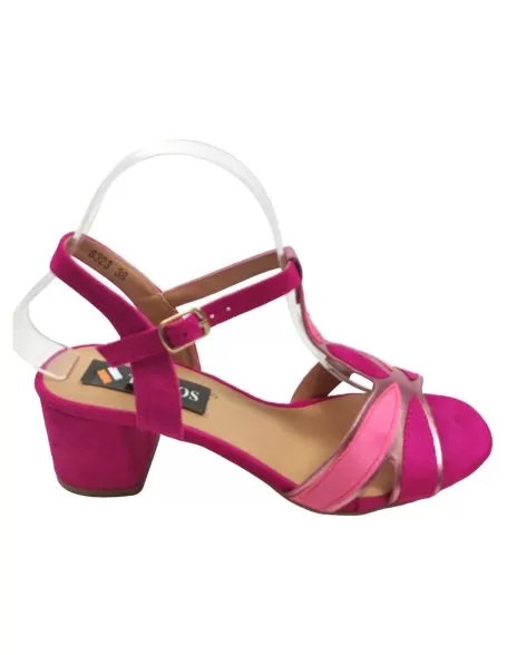 Sandalia de tacón color fucsia - Timbos zapatos