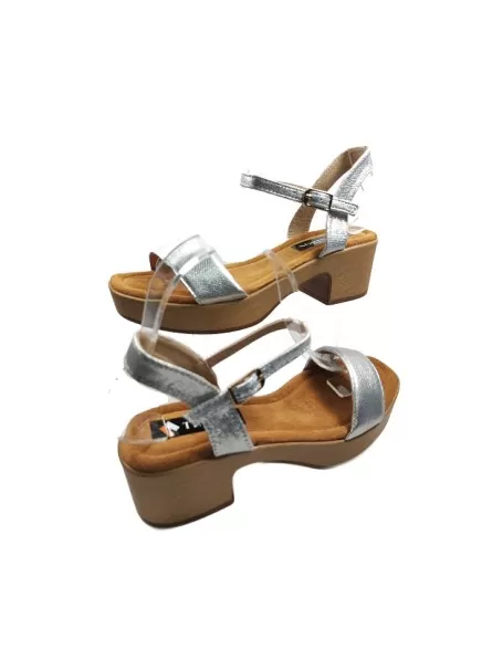 Sandalia de tacón plataforma color plata - Timbos Zapatos