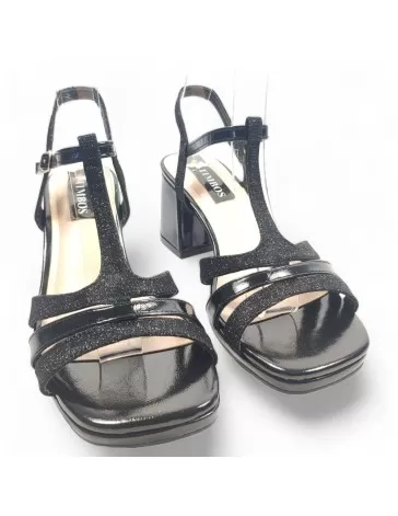 Sandalia de tacón fiesta color negro - Timbos zapatos