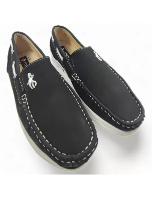 Mocasín picado para hombre, color negro - Timbos Zapatos