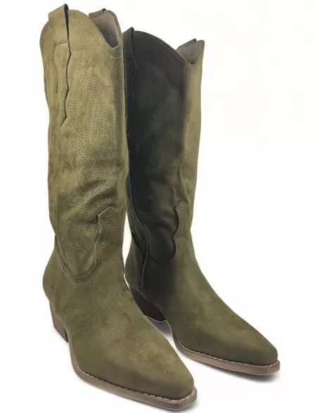 Bota cowboy de mujer en color verde musgo - Timbos Zapatos
