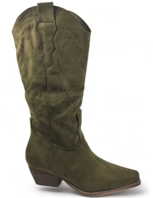 Bota cowboy de mujer en color verde musgo - Timbos Zapatos