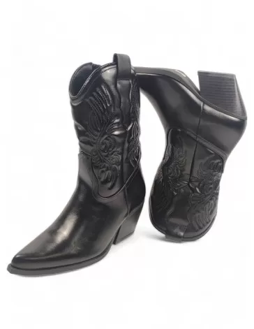 Botín cowboy de mujer en negro - Timbos Zapatos