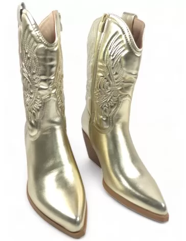 Bota cowboy de mujer en color oro - Timbos Zapatos