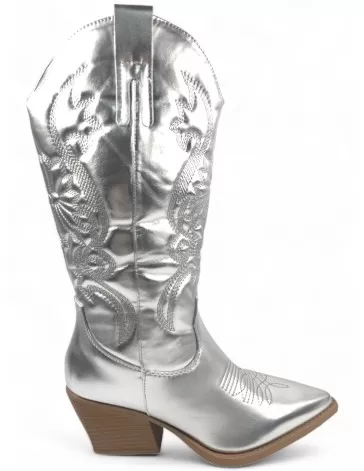 Bota cowboy de mujer en color plata - Timbos Zapatos