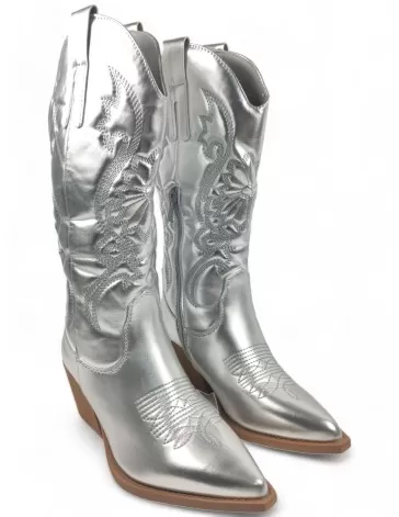 Bota cowboy de mujer en color plata - Timbos Zapatos