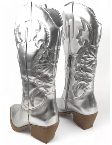 Bota cowboy de mujer en color plata - Timbos Zapatos