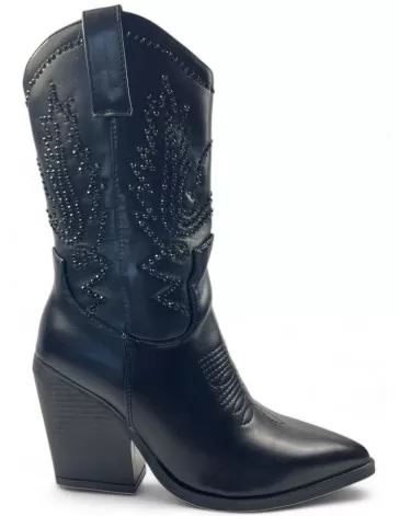 Bota cowboy de mujer en color negro - Timbos Zapatos