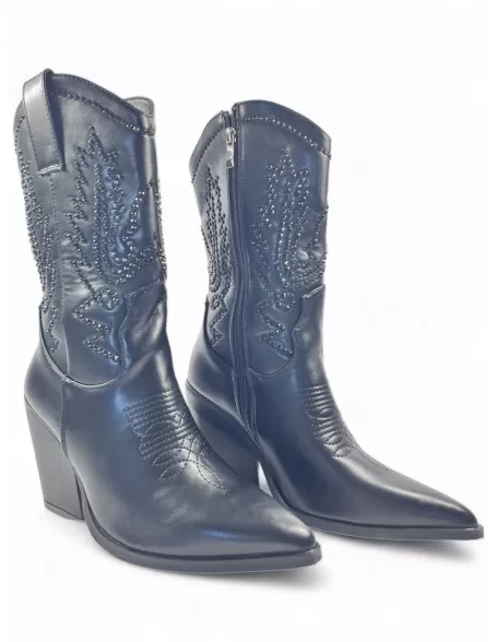 Bota cowboy de mujer en color negro - Timbos Zapatos