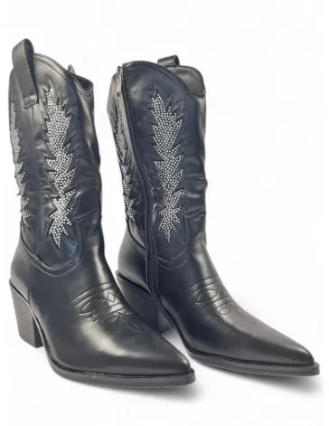 Bota cowboy de mujer en color negro - Timbos Zapatos