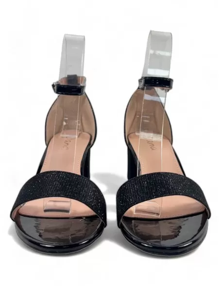 Sandalia negro con tacón ancho y bajo - Timbos Zapatos