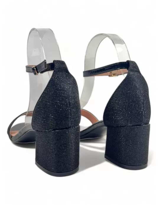 Sandalia negro con tacón ancho y bajo - Timbos Zapatos