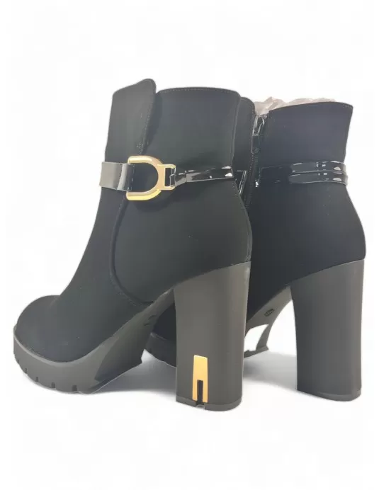 Botín tacón de mujer en color negro - Timbos Zapatos