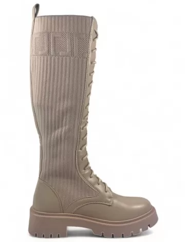 Bota alta militar tipo calcetin color beige - Timbos zapatos