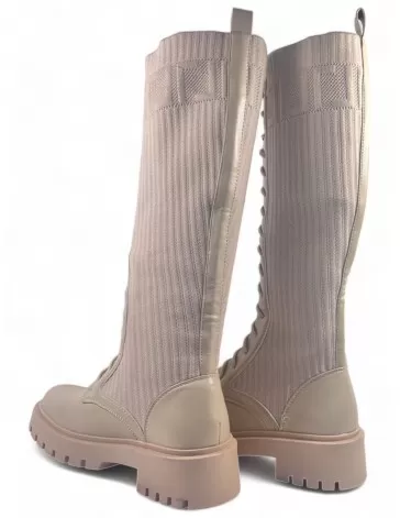 Bota alta militar tipo calcetin color beige - Timbos zapatos