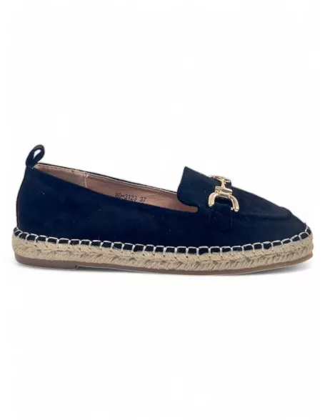 Mocasín de esparto para mujer, color negro - Timbos Zapatos