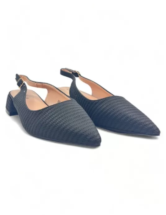 Sandalia de tacon destalonado, negro - Timbos Zapatos